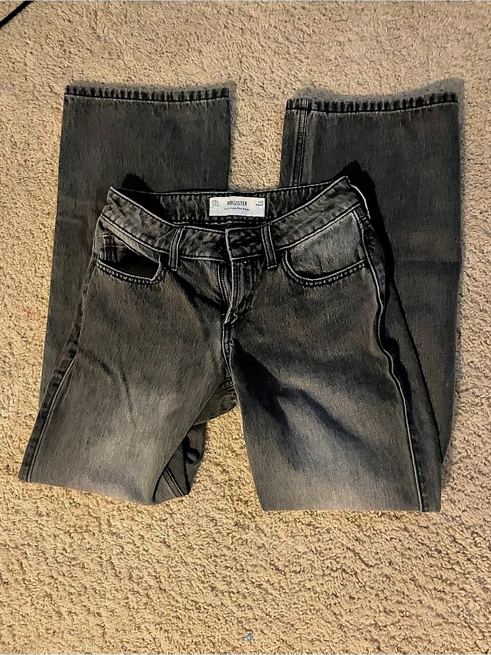 Hollister Curvy Low-Rise Baggy Jeans Gray Waist 23